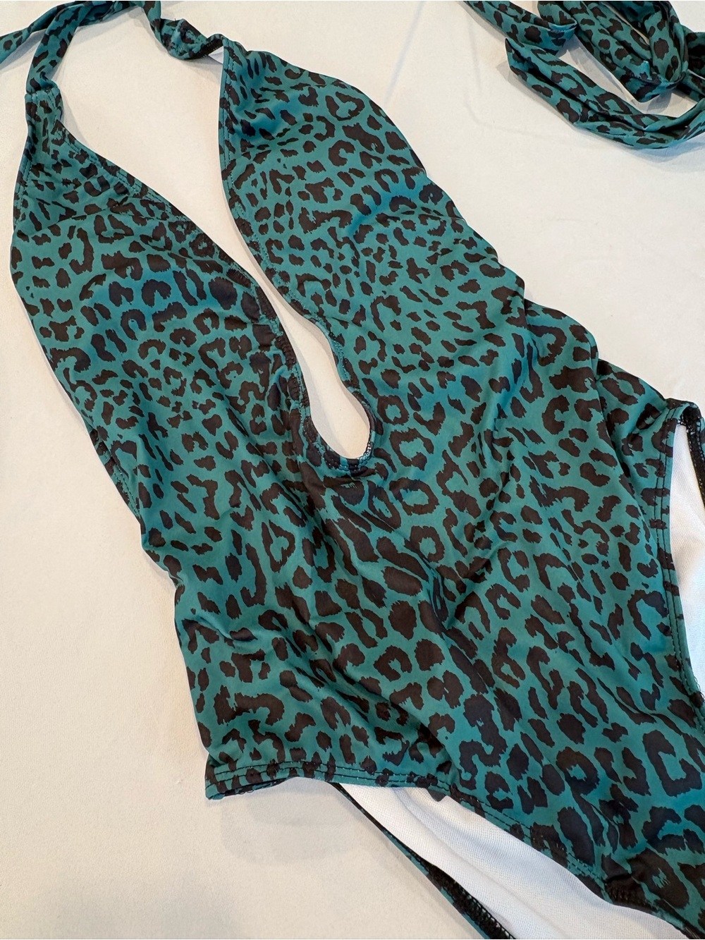NWT Leopard-Print One-Piece Swimsuit - Picture 2 of 6